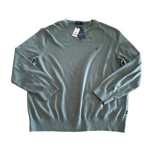 Nautica Mens Classic Fit Navtech Soft V-Neck Sweater Green Size XXL